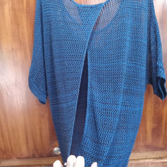 Vintage Loop 18 Open Back Open Knit Sweater Top Juniors Size 13/15 Blue 90s Y2k - Picture 4 of 10